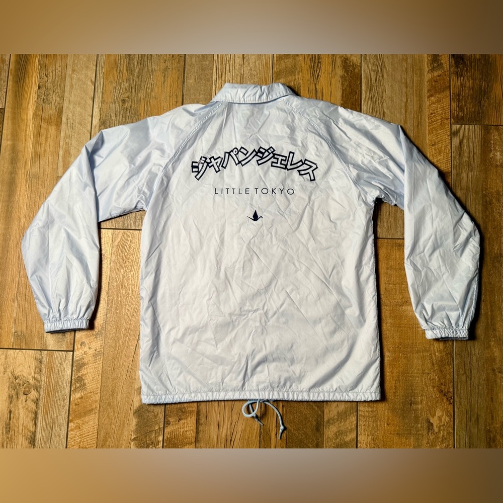 Japangeles Little Tokyo Los Angeles Blue Nylon Windbreaker Jacket Men's MEDIUM